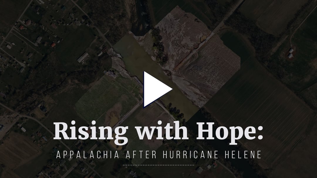 A screenshot of the video "Rising with Hope: Appalachia After Hurricane Helene"