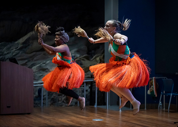 The Kotchegna Dance Company performed on campus as part of the Mary V. Jordan Multicultural Center’s activities celebrating Black History Month.  