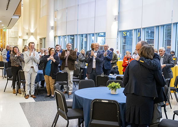 Faculty, staff, and community members gave Chief Financial Officer Dr. B.J. King a standing ovation during last week’s party celebrating her retirement.