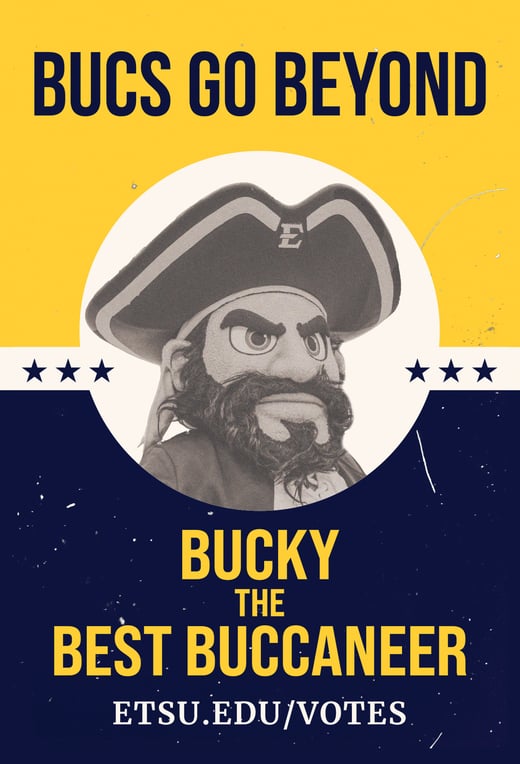 A mock campaign poster that reads “Bucky: The Best Buccaneer.” 