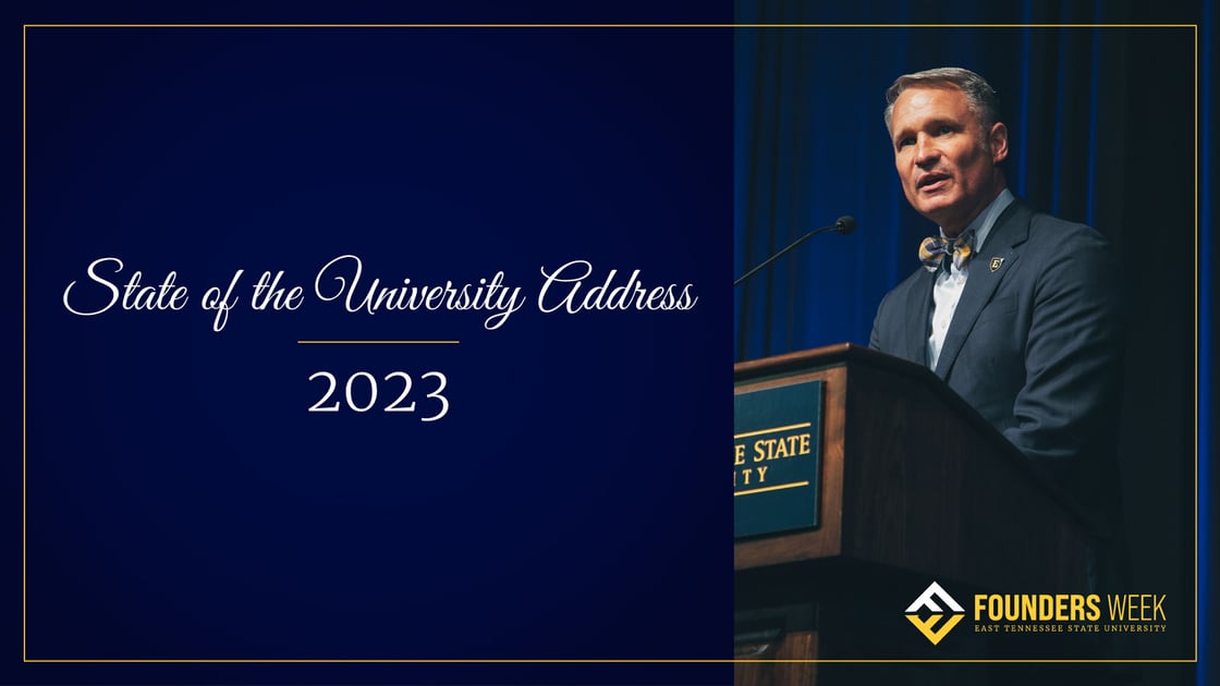 A screenshot of the video of the State of the University address