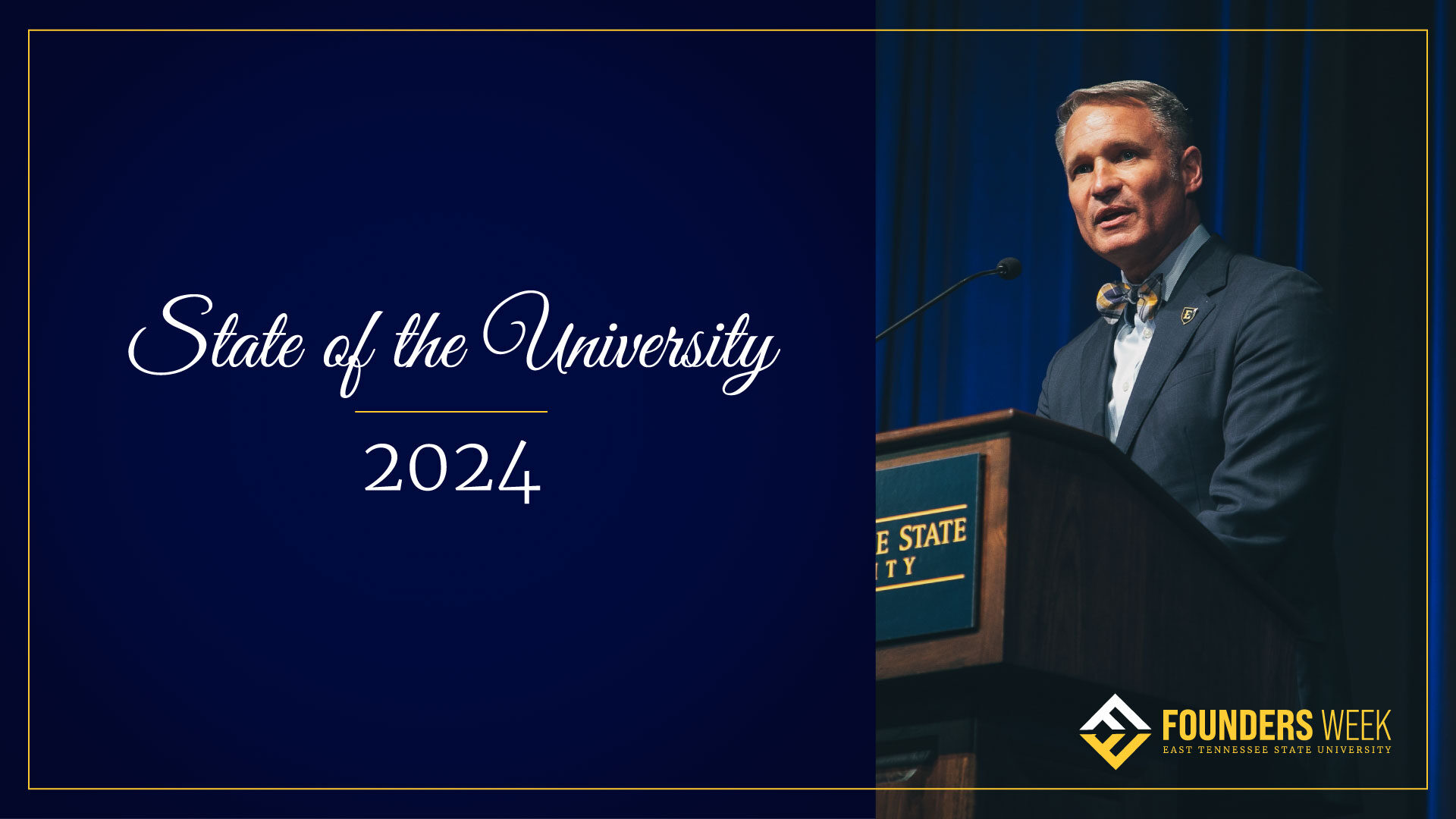 A screenshot of the video of the State of the University address