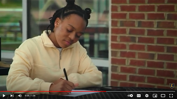 A screenshot of a video about ETSU grad student Kendra Whitehurst.