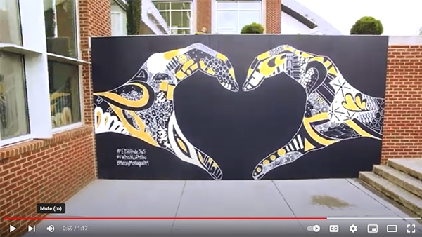 A screenshot of a time-lapse video of the artist painting the mural over a period of two days.