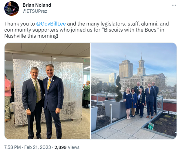 President Noland's Tweet on Feb. 21, 2023