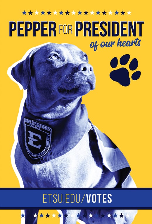 A mock campaign poster that reads “Pepper for President of our Hearts.”