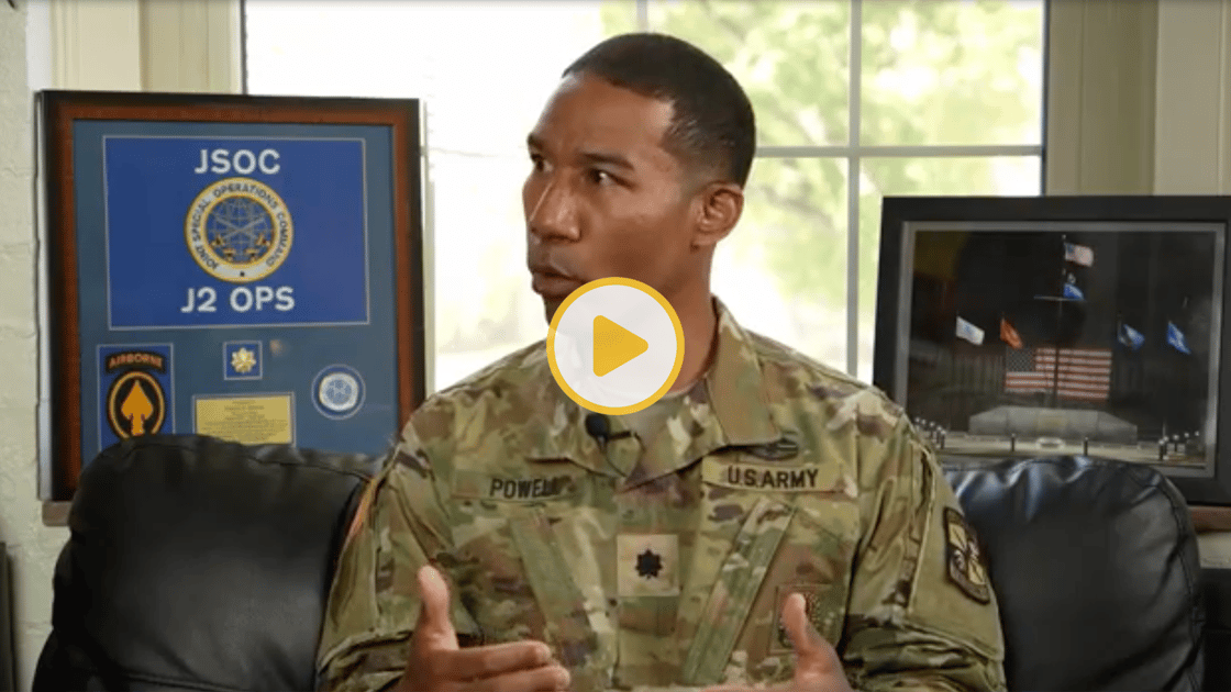 LTC Jared Powell in conversation with President Noland