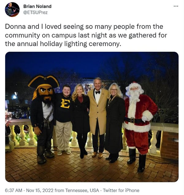 Screenshot of Holiday Lights ceremony tweet