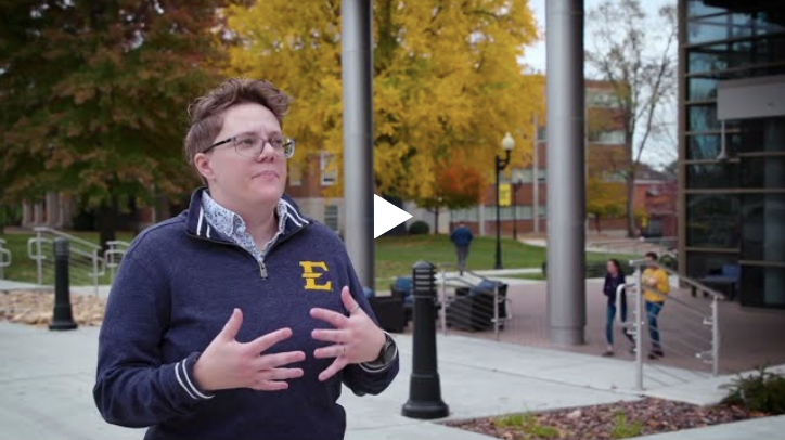 Kristen Surles stands outside the DP Culp Student Center