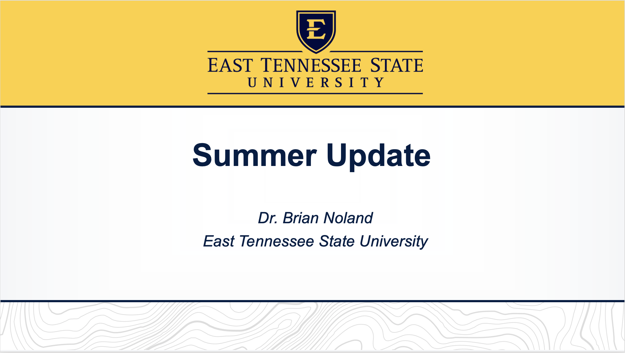 A screenshot of a video from President Brian Noland offering an update on strategic initiatives on campus