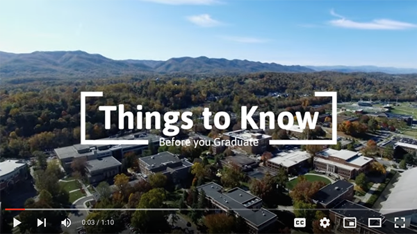 A screenshot of a video with the words “Things to Know Before You Graduate” 