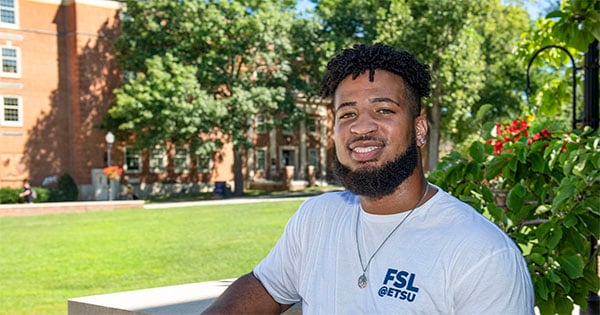 Outdoor portrait of ETSU student Leo Williams